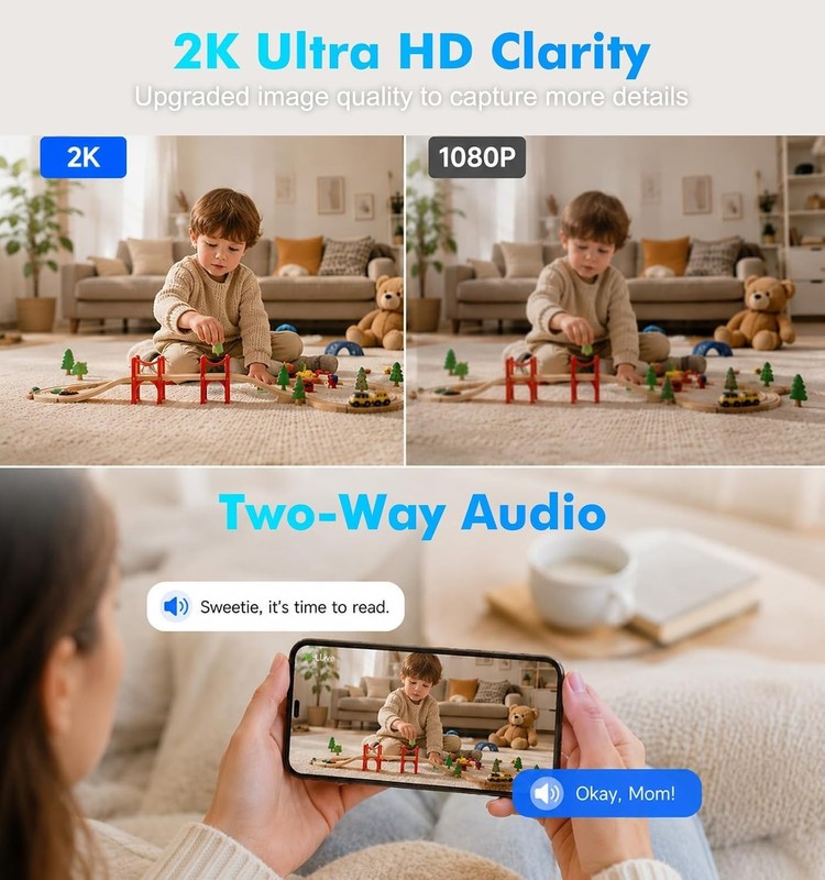 Dual-Band 2K Light Bulb Security Camera with Color Night Vision & Alarm Features gallery
