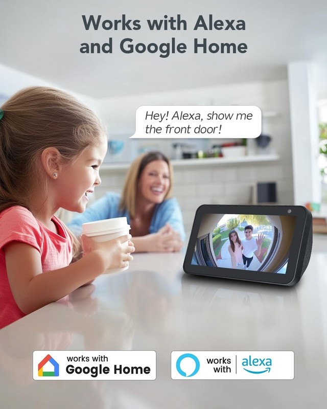 Wireless 180° Video Doorbell, 3MP HD, Local/Cloud Storage, Night Vision, Alexa gallery