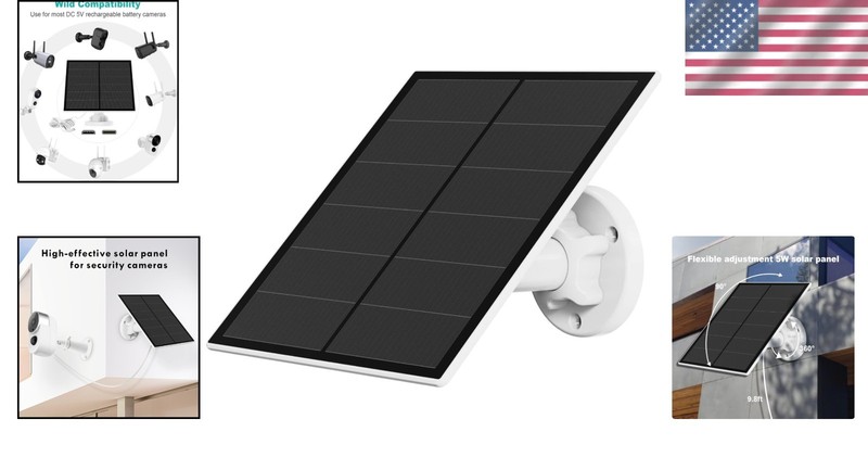 5W Solar Panel for Security Camera | USB-C & Micro USB | Waterproof & Adjustable gallery