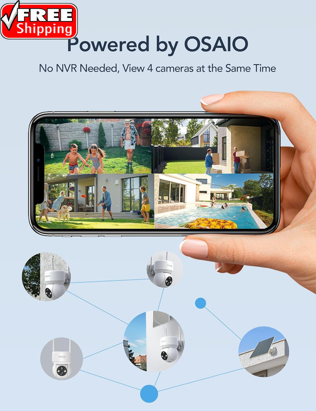 Solar Security Cameras Wireless Outdoor 2.4G Wifi, 360° View, Solar/Battery Powe gallery