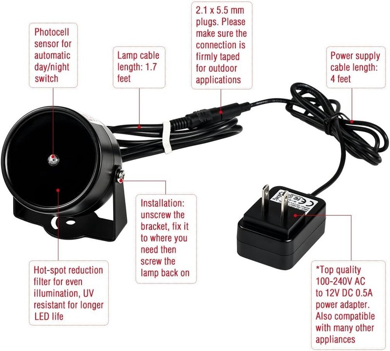 80ft IR Illuminator | AI4 No Hot Spot Wide Angle Infrared Light for Security ... gallery