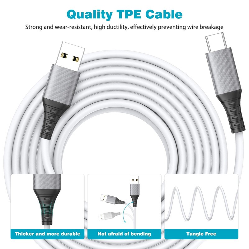 ASKUBSKU 20FT/6M USB to C Power Cable for CCTV Camera, 27W Max Type White gallery