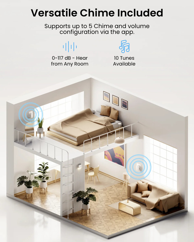2K Smart Video Doorbell Wi-Fi Chime with Lumus Camera Color Night Vision Local S gallery