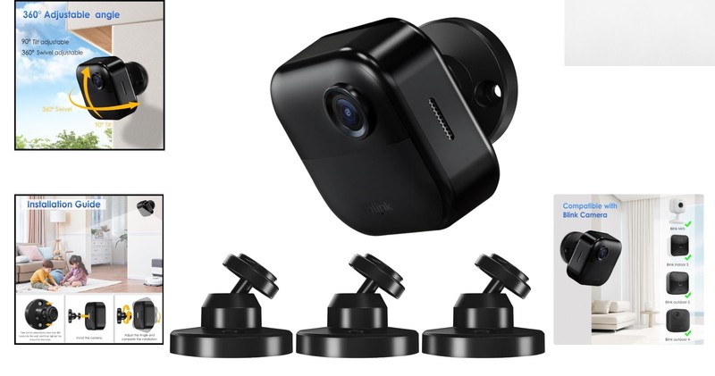 Quality Blink Camera Mounts - 3 Pack, 360° Adjustment for Optimal Viewing, Black gallery