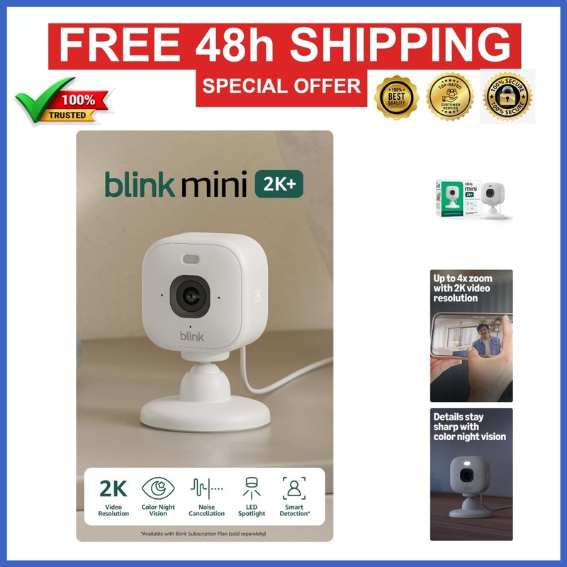Blink Mini 2K+ Indoor Security Camera – Night Vision, 2K Resolution
