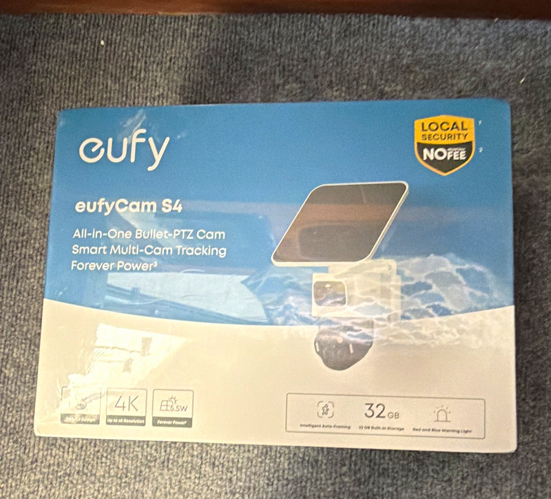 eufy eufyCam S4 4K Solar PTZ Outdoor Cam Color Night Vision Spotlight Audio
