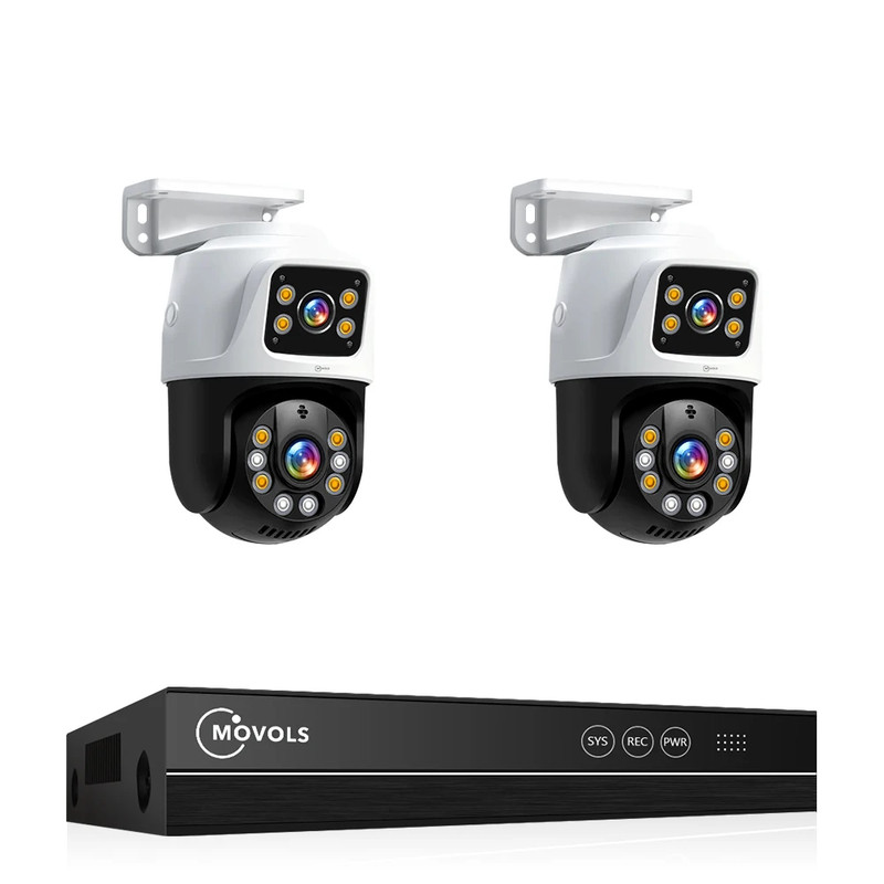 Movols 6MP POE Security Camera System Dual Lens PTZ Two Way Audio POE Surveillan