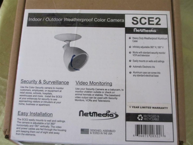 AS-IS USED SCE2 Netmedia security Indoor/ outdoor weatherproof color camera gallery