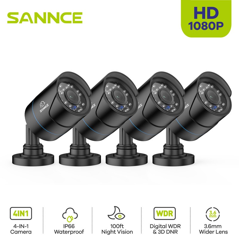 SANNCE HD 2MP 4in1 Outdoor Day Night 100ft IR Cut CCTV Bullet Security Camera