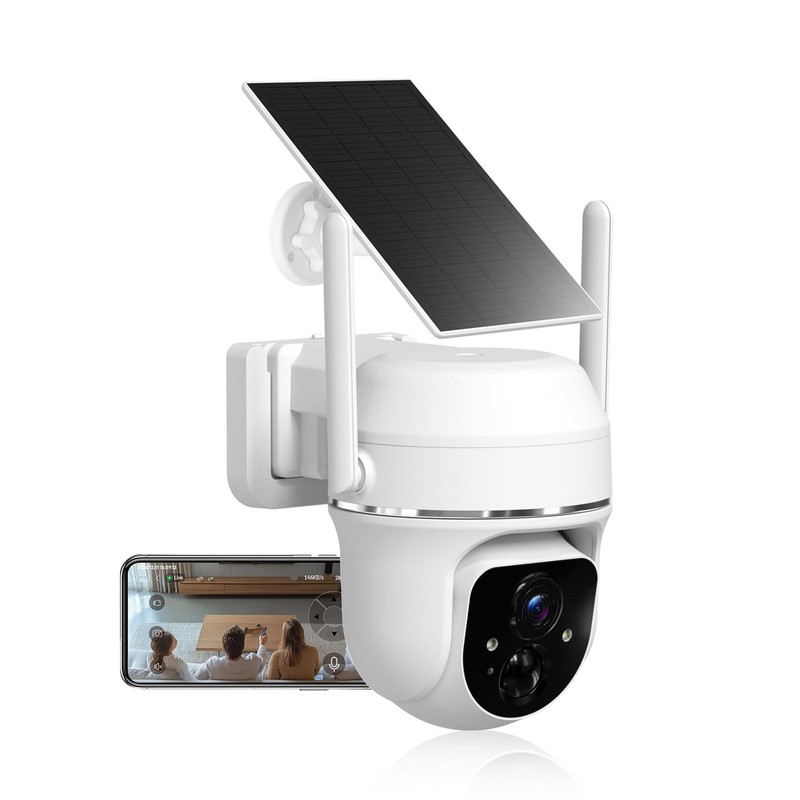 Vicohome 2K Solar Wireless WiFi Security Cameras Outdoor, 355° PTZ, White