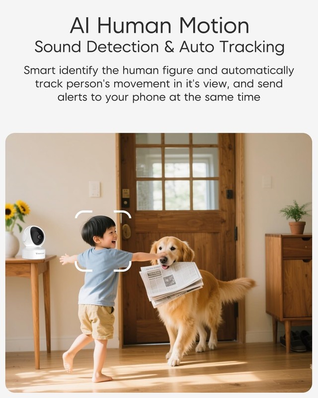 2.5K Indoor Pet Camera with Smart AI Tracking & Dual-Band WiFi Connectivity gallery