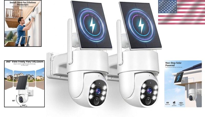 High-Definition 2K Wireless Security Cameras with Color Night Vision, 2-Pack gallery
