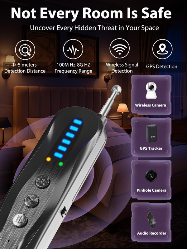 Detectors,Pin-Hole Finder,Wireless detector, Anti-Spy Alarm and Bug Detector,... gallery