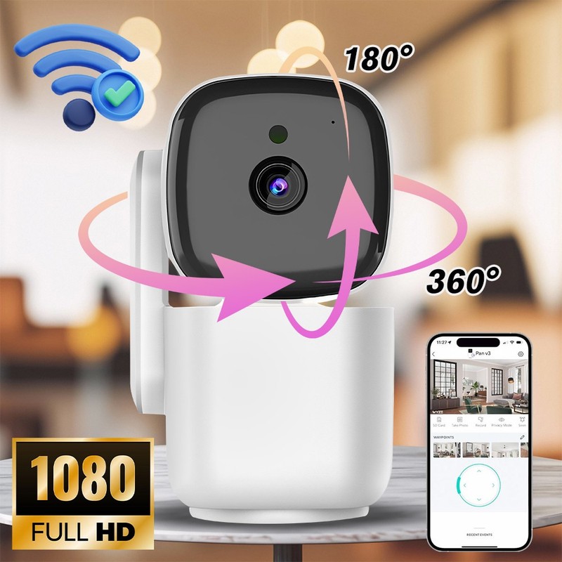 WiFi Wireless Security Camera 360° PTZ HD 1080P Night Vision Cam Motion Tracking