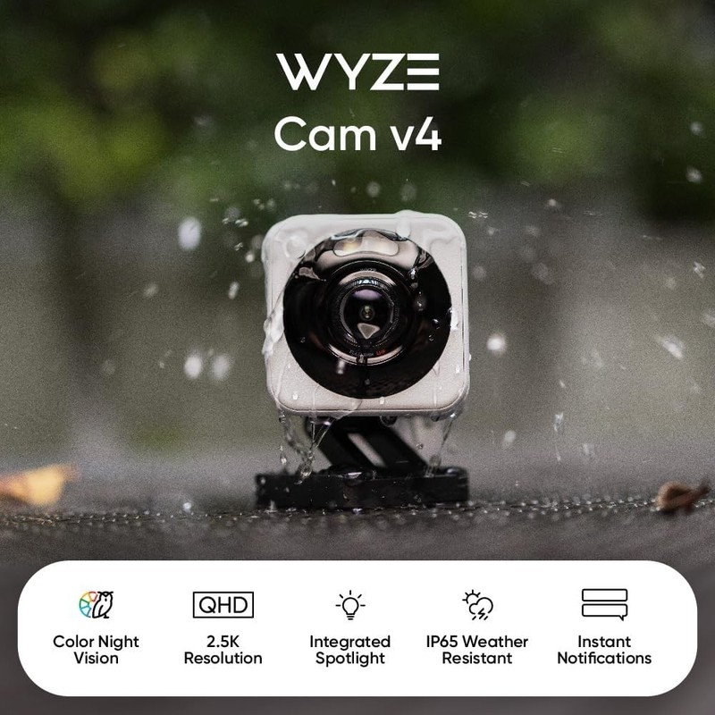 WYZE Cam v4 2.5K Camera with USB Cable and Power Adapter gallery