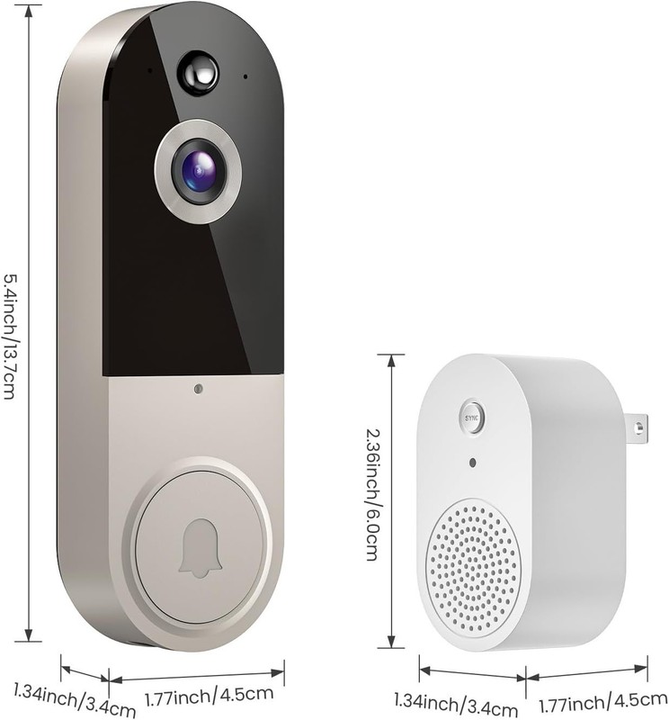 1080p HD WiFi 2.4G Ring Video Doorbell Intercom Video Camera Door AI & Live View gallery