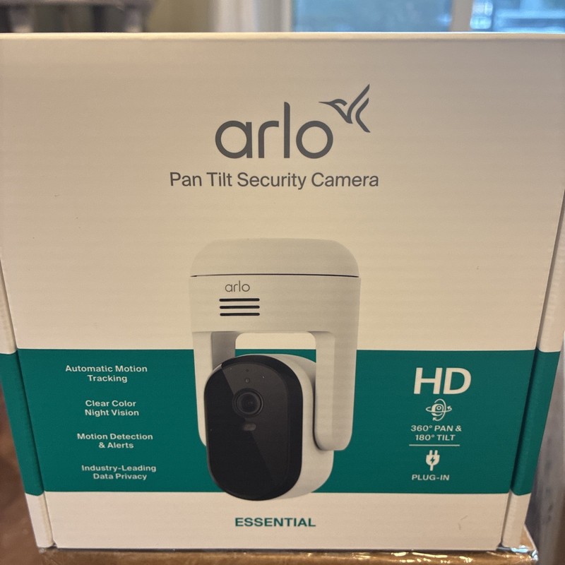 Arlo Ess. Pan Tilt Sec. 1080p HD 2025 Release Wired Plug-In Power Outdoor Camera
