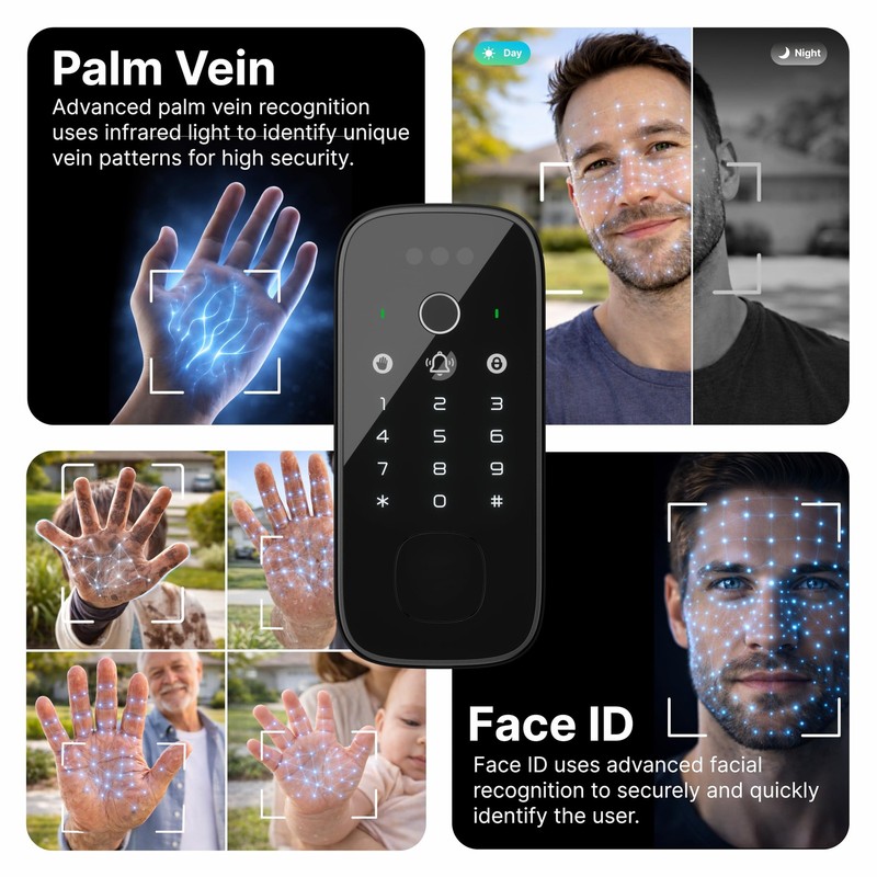 Miko i10 Pro Smart Lock with Camera, Face and Palm Recognition, WiFi 2K Video... gallery