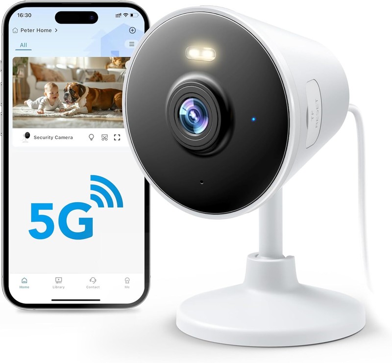 5G & 2.4G Indoor/Outdoor Security Camera for Home, 【5G&2.4G】White