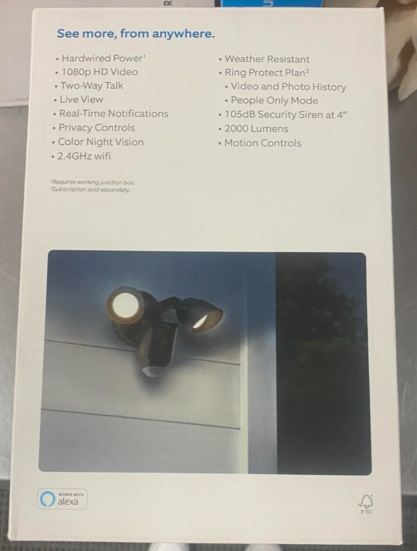 Ring Floodlight Cam Outdoor Wireless Full HD Surveillance Camera - Black gallery