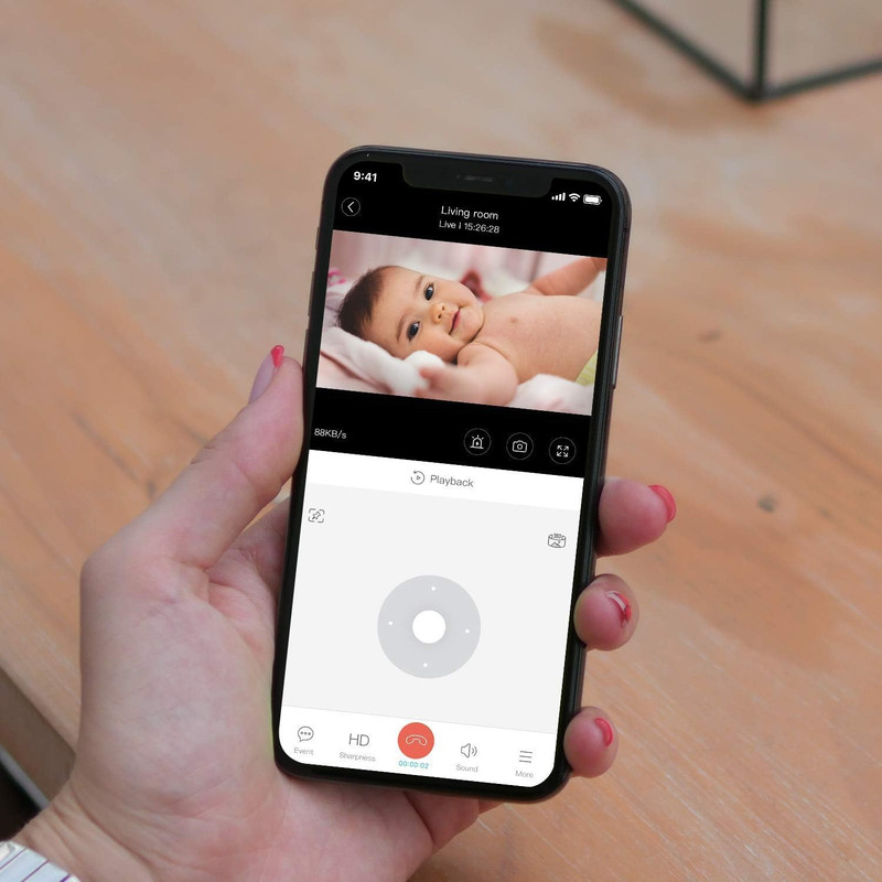 Security Camera 2K, Baby Monitor Dog Camera 360-Degree for Home Security W/Smar gallery