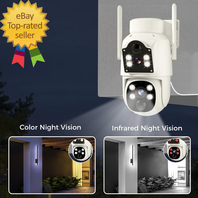 Dual Lens Wireless Solar Camera 4MP Wifi Security Camera PTZ 360° PIR Motion Det gallery