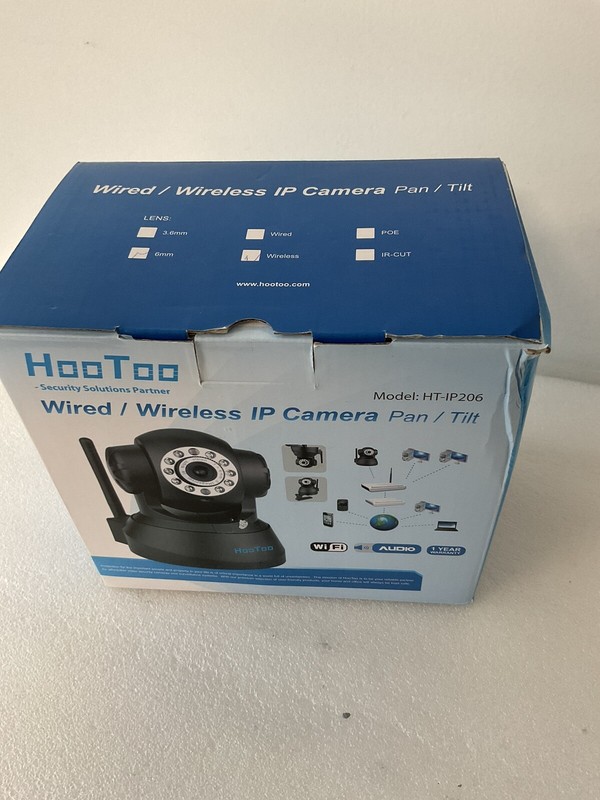HooToo HT-IP206 Wired/Wireless IP Camera Pan/Tilt OPEN BOX