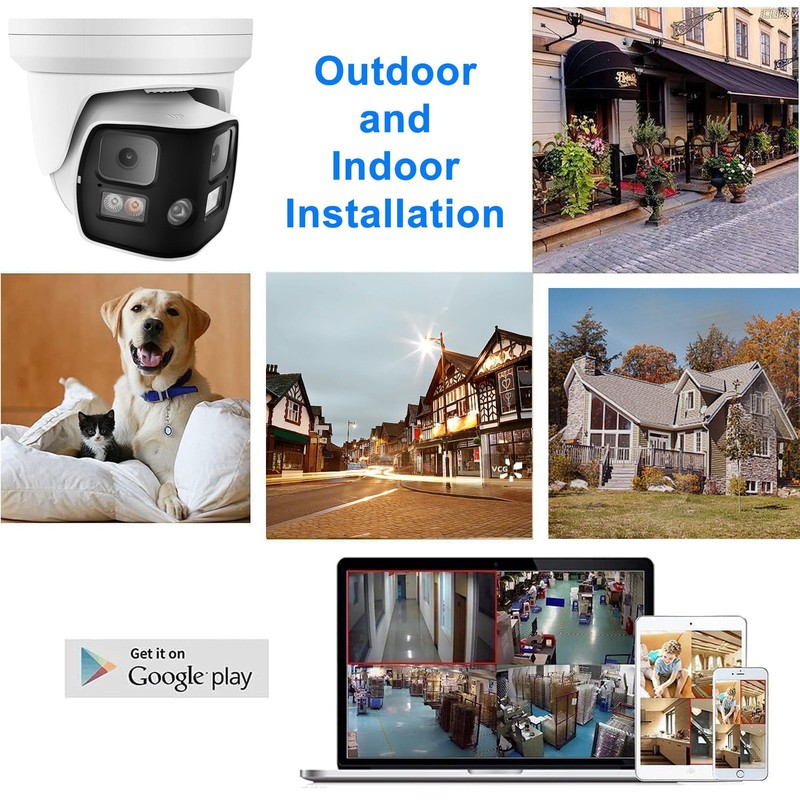 8MP 4K Dual Lens Poe IP Security Camera 180 Degree Panoramic Wide Angle, Full... gallery