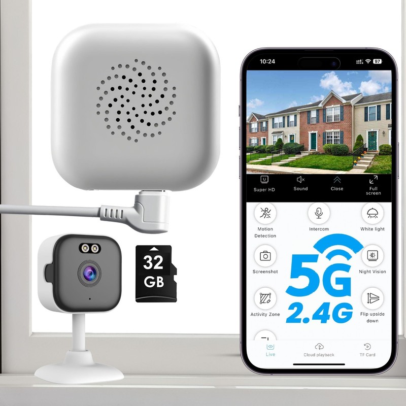 2K Indoor Security Camera with 32GB Card, WiFi, Night Vision, AI Detection, Easy gallery