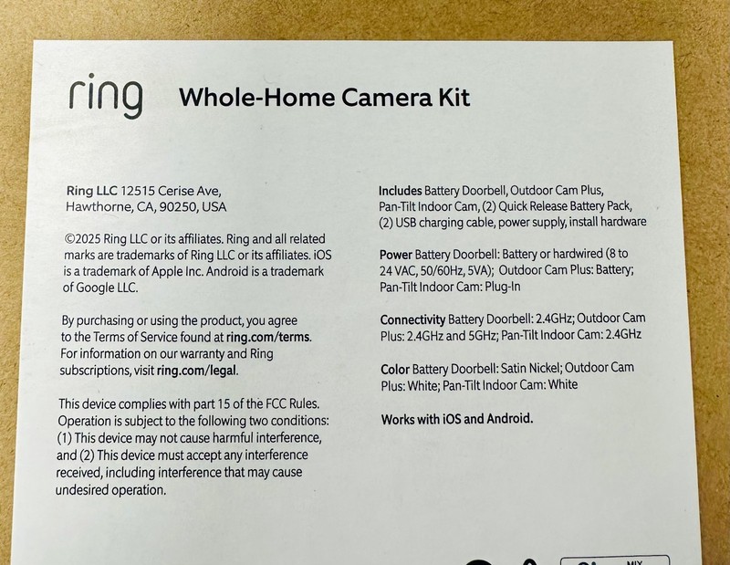 Ring Whole Home Camera Kit Battery Doorbell Outdoor Cam Plus & Indoor Cam - NEW gallery