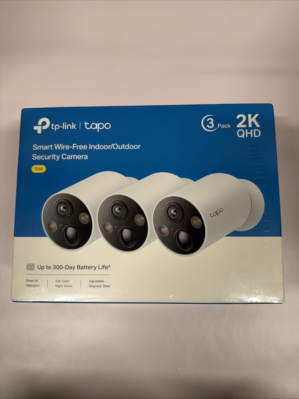 TP-Link – Tapo 3-pack 2K Indoor/Outdoor Cameras with 10000mAh Battery TC85