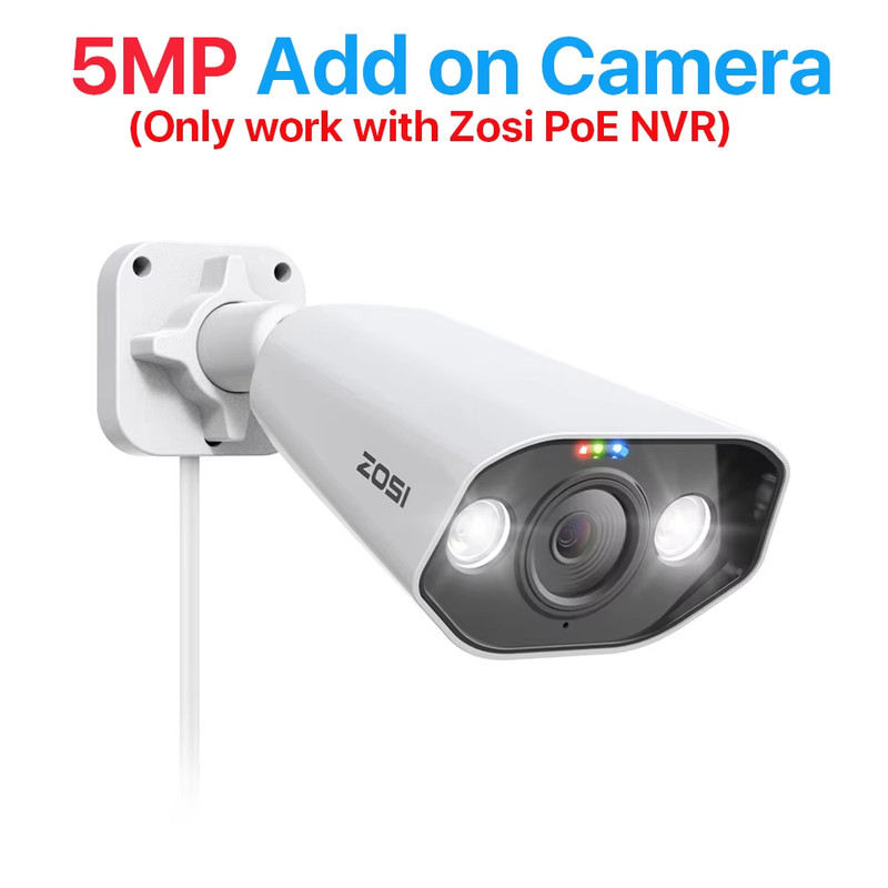 4K IP Camera Add-On Poe Security Camera Two Way Audio 8MP Ultra HD Color Night V