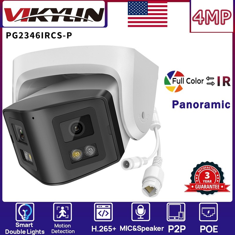 VIKYLIN Full Color+IR 180°VIEW POE 4MP Network CAMERA CCTV MIC&Speaker Outdoor