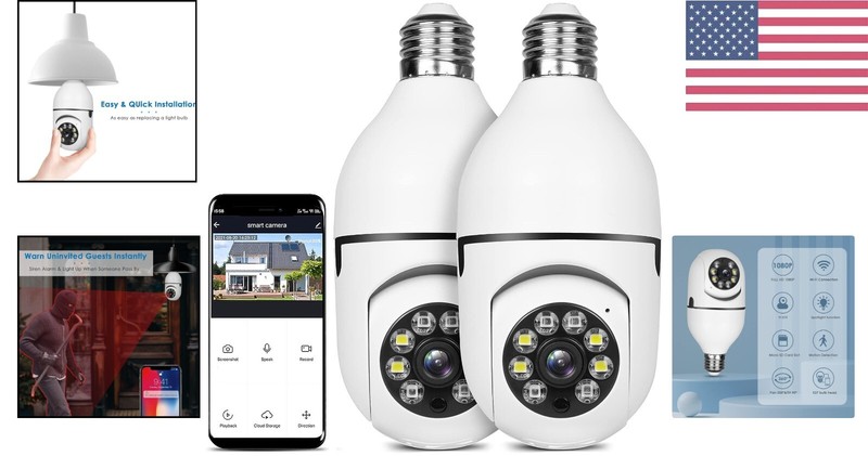 Premium Security Camera 1080P Outdoor E27 360° Motion Detection, Two-Way Audio gallery