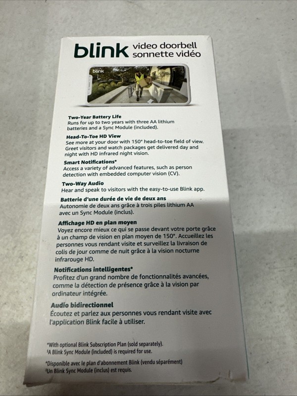 Blink Video Doorbell 1440x1440 Resolution 2.4GHz Wireless New & Sealed gallery