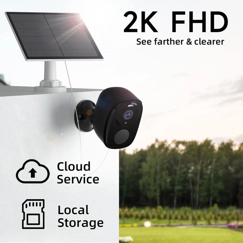 2pc Solar Security Cameras Wireless Outdoor, 2K Battery Powered Security Camera gallery