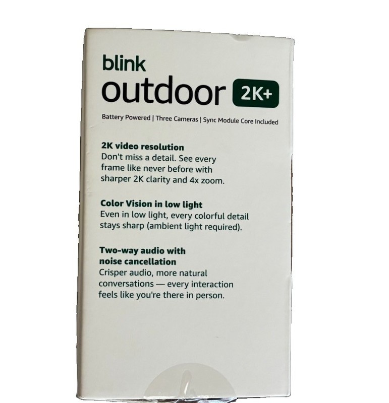 Blink Outdoor 2K+ Wireless Security Camera 3 Camera System (Black) New Sealed gallery