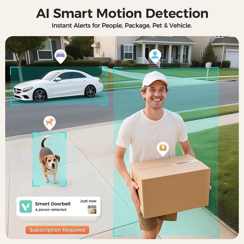 DB4 2K Battery Video Doorbell, Smart Wireless Doorbell Camera with Ring Chime... gallery