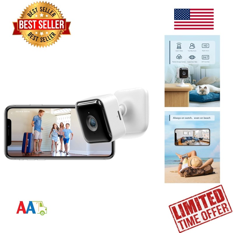 2K Indoor Security Camera 1440p Night Vision Motion Alert 2-Way Audio
