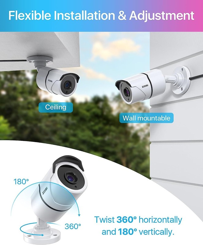 ZOSI 4PK 2MP Security HD 1080p Camera Kit CCTV Audio in 120ft Night Vision Wired gallery