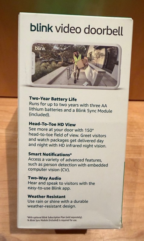 Blink Video Doorbell System with Head-to-Toe HD View Sync Module Core, White NEW gallery