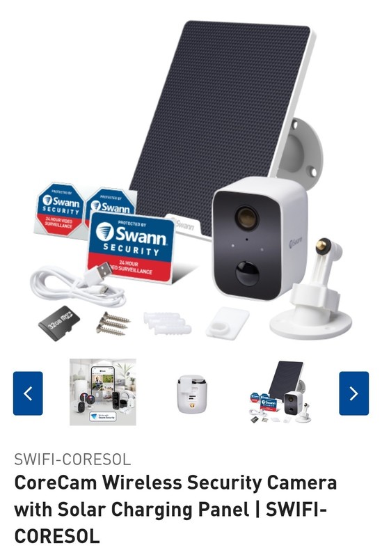Swann CoreCam Wireless Security Camera w Solar Charging Panel SWIFI-CORESOL-GL