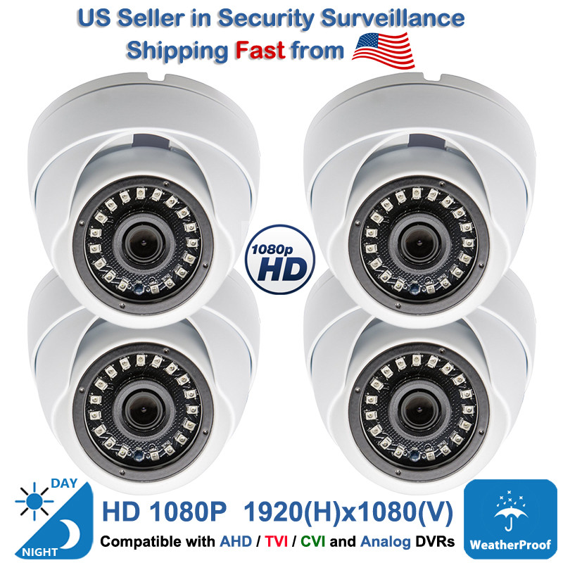 4x 1080p CCTV HD Night Vision Security Dome Camera AHD TVI CVI Analog Outdoor