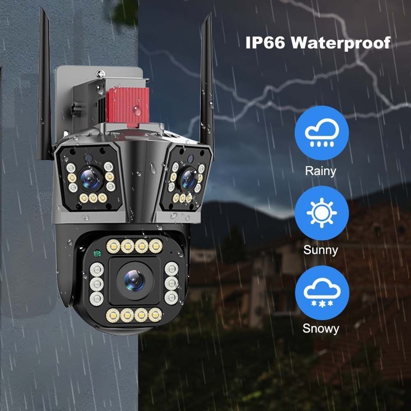 5K 12MP Wireless WiFi Camera Outdoor 10X Zoom Three Lens Home Security SmartCam gallery