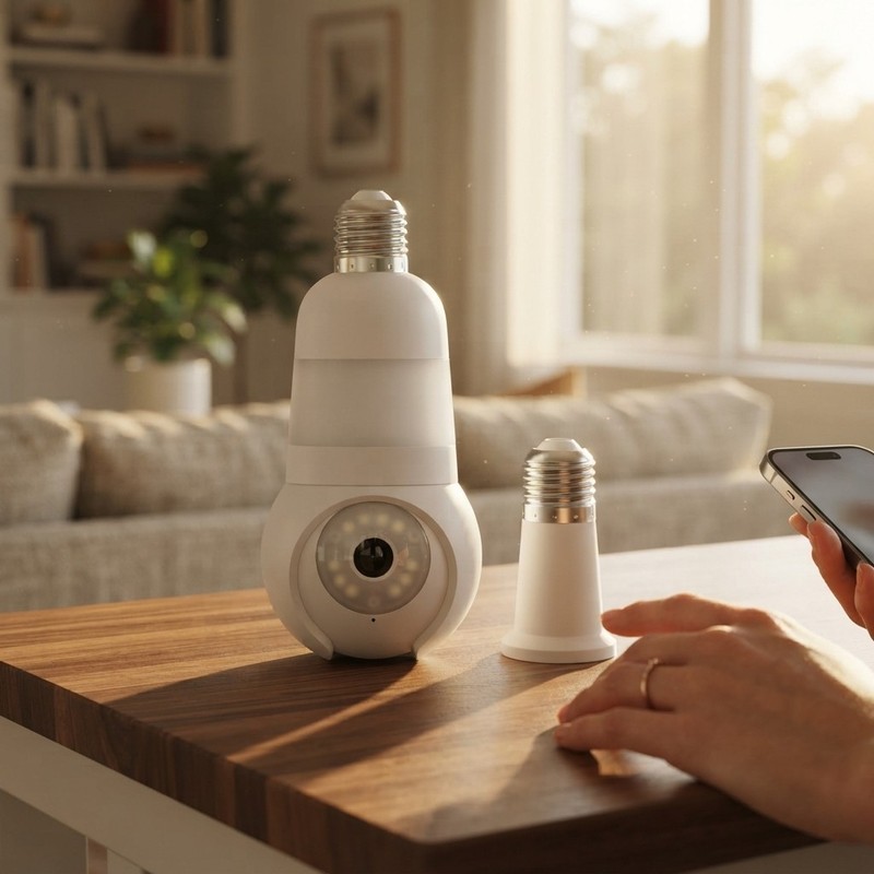 Smart Wireless Indoor Outdoor Security Light Bulb with 2K Night Vision