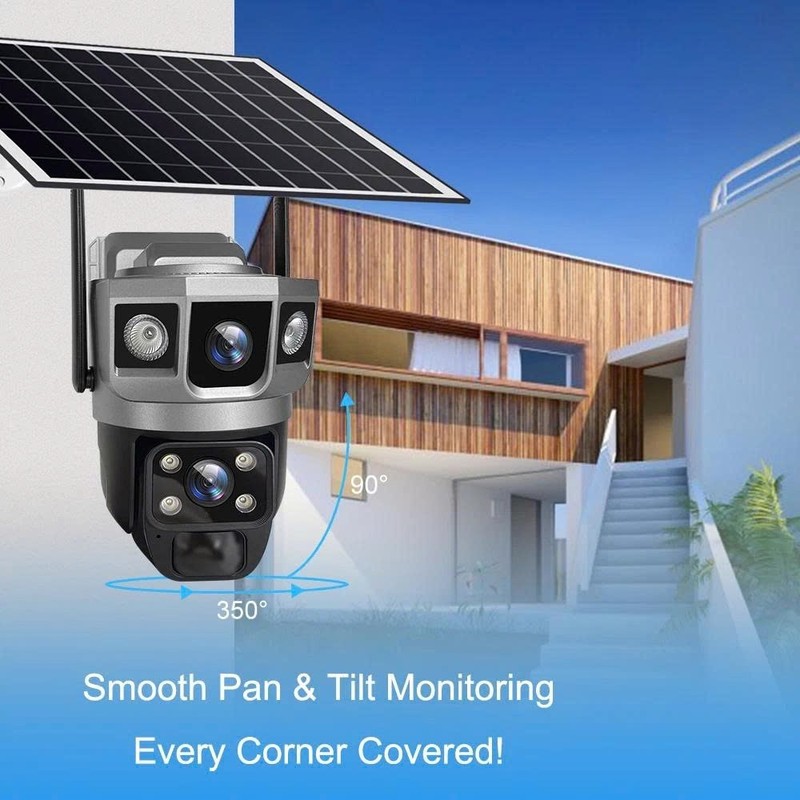 Solar Camera Outdoor Wireless 12MP WiFi 360° PTZ Security 10X Zoom PTZ CCTV gallery
