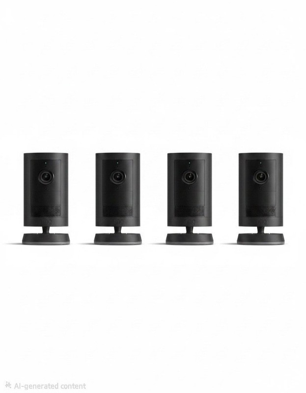 4x Ring Outdoor Cam Plus Battery 2K HD Smart Security Camera – Black