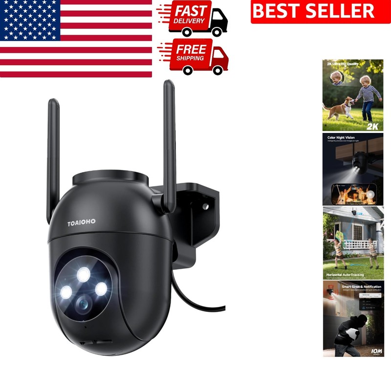 360° 3MP WiFi Outdoor Security Camera with Night Vision & Auto-Tracking