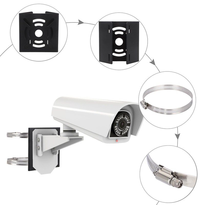 Camera Pole Mount Bracket,2Pcs Stainless Steel Pole Mount Adapter Brackets wi... gallery
