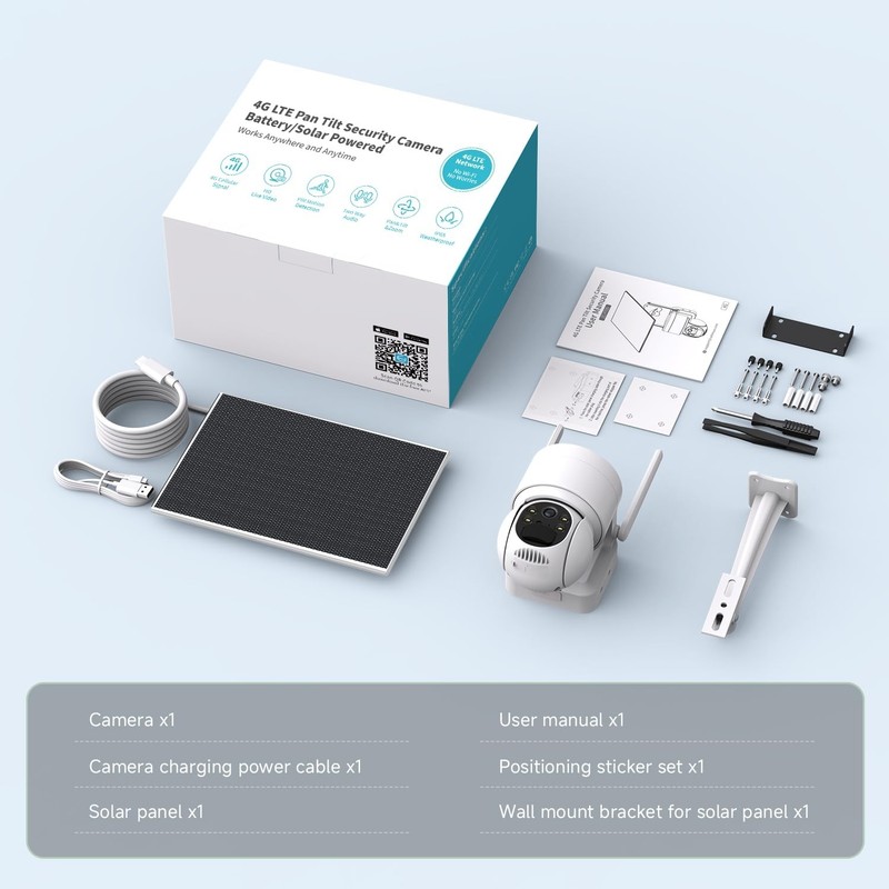 2K Solar Wireless Outdoor Security Camera - 360° View, Color Night Vision, 4G LT gallery
